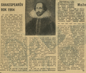 kg - Shakespearův rok 1964. In Čs. rozhlas a televize 1-1964 (22. 12. 1963), s.