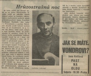 ko - Hrůzostrašná noc. In Rozhlas 6-1979 (29. 1. 1979), s. 4 (článek).