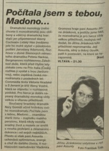 kon - Počítala jsem s tebou, Madono... In Rozhlas 16-1994 (4. 4. 1994), s. 6 (článek)