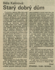 kop - Starý dobrý dům. In Rozhlas 34-1989 (7. 8. 1989), s. 4 (článek)