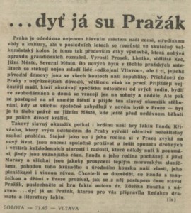 ls - ...dyť já su Pražák. In Rozhlas 5-1981 (19. 1. 1981), s. 4 (článek)