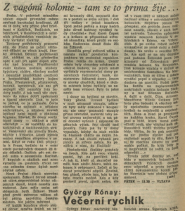 mh - Z vagónu kolonie - tam se to prima žije... In Rozhlas 51-1985 (9. 12. 1985), s. 4 (článek).