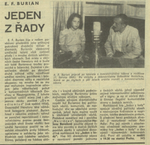ms - Jeden z řady. In Rozhlas 20-1972 (28. 4. 1972), s. 15 (článek).