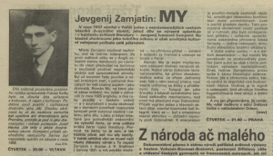 nov - Jevgenij Zamjatin - My. In Rozhlas 12-1990 (12. 3. 1990), s. 4 (článek)