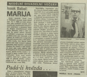 pm - Isaak Babel - Marija. In Rozhlas 46-1989 (30. 10. 1989), s. 4 (článek)