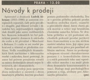 pm (= Minks, Pavel) - Návody k prodeji. In Týdeník Rozhlas 36-1997 (25. 8. 1997), s. 12 (článek)