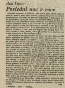 pm (= Minks, Pavel) - Poslední noc v roce. In Rozhlas 47-1985 (11. 11. 1985), s. 4 (článek).