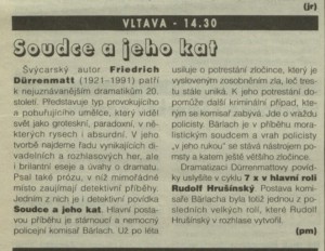 pm (= Minks, Pavel) - Soudce a jeho kat. In Rozhlas 12-1995 (13. 3. 1995), s. 18 (článek)