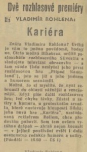 rohlena kariéra in Čs rozhlas a televise, 30. 12.1963