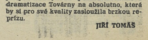 tom - Absolutno na vlnách éteru. In Tvorba 4-1989, s. 20 (recenze) 03