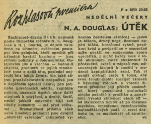 vh - Rozhlasová premiéra Útěk. In Čs. rozhlas a televize 13-1961 (21. 3. 1961), s. 5