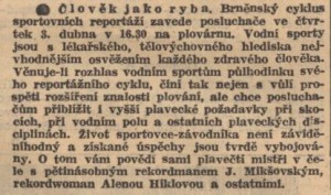 Člověk jako ryba. In Národní listy, 1. 4. 1941 (anotace).