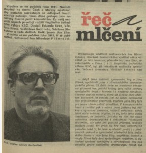 Řeč a mlčení. In Rozhlas 13-1975 (24. 3. 1975), s. 1 (článek) 01