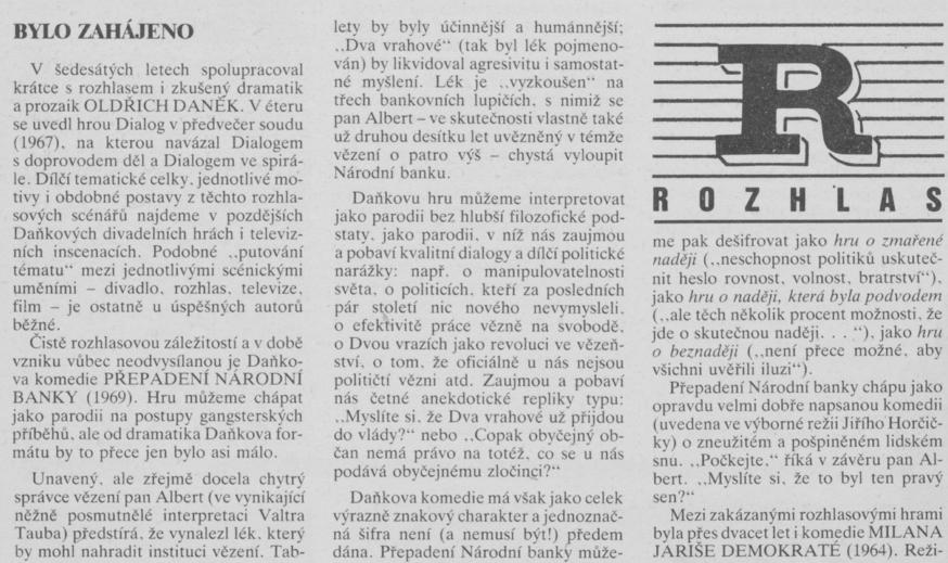 Štěrbová, Alena - Bylo zahájeno. In Scéna 21-1990