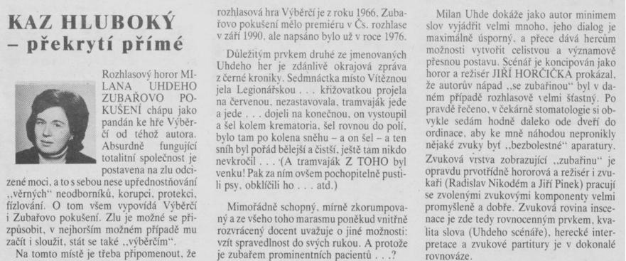 Štěrbová, Alena - Kaz hluboký - překrytí přímé 1. In Scéna 22-1990