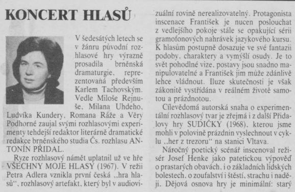 Štěrbová, Alena - Koncert hlasů. In Scéna 20-1990