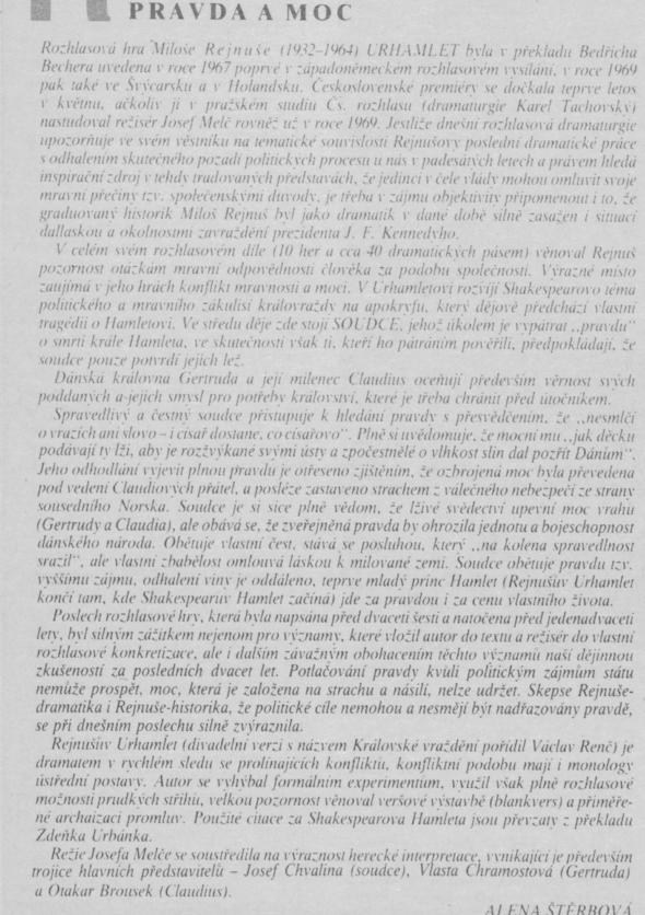 Štěrbová, Alena - Pravda a moc. In Scéna 14-1990, s. 4