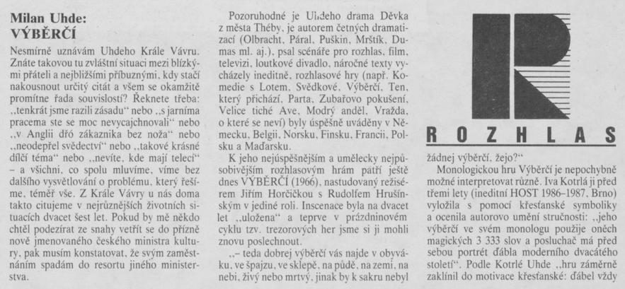 Štěrbová, Alena - Výběrčí 1. In Scéna 19-1990