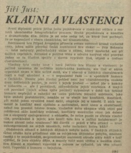 šk (= Škapa, Ivan) - Klauni a vlastenci. In Rozhlas 11-1983 (28. 2. 1983), s. 4 (článek).