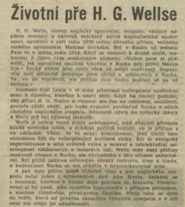 Životní pře H. G. Wellse. In Rozhlas 46-1977 (31.10. 1977), s. 4 (článek) 01